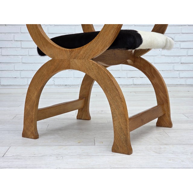 Danish Highback Armchair in Cowhide and Oak, 1960s For Sale - Image 13 of 18