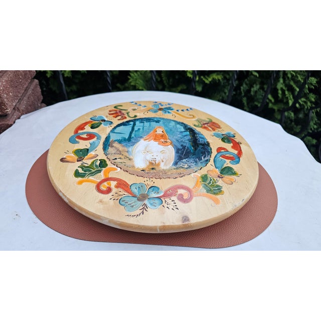 Vintage Painted Wooden Rotating Tray, 1970s For Sale - Image 9 of 9