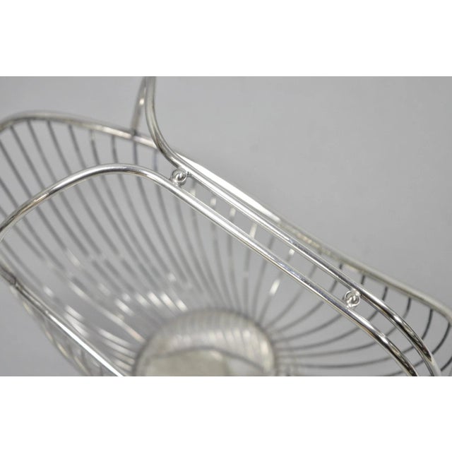 Metal Vintage Mid Century Modern El De Uberti Italy Silver Plated Wire Wine Bottle Holder For Sale - Image 7 of 14