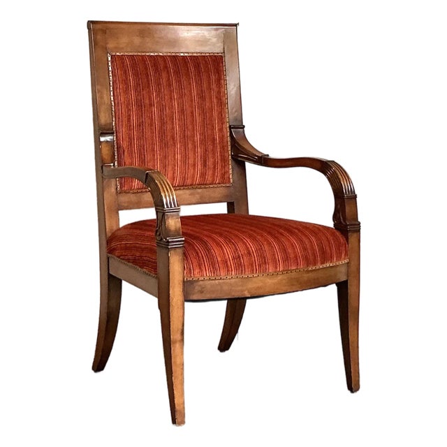 Vintage Regency Red Striated Empire Arm Chair For Sale