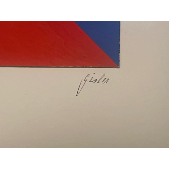 Mid 20th Century Heinrich Gisler (1918-2011), Mid Century Modern Geometric Tempera Painting on Paper, Signed, Framed For Sale - Image 4 of 4
