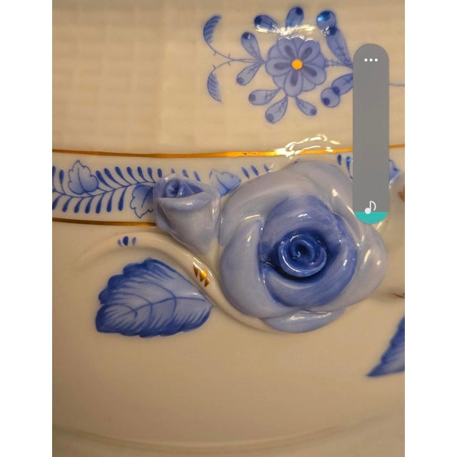 Rare Herend Chinese Bouquet Blue Tureen With Lid Anniversary Edition Beautiful For Sale - Image 11 of 12
