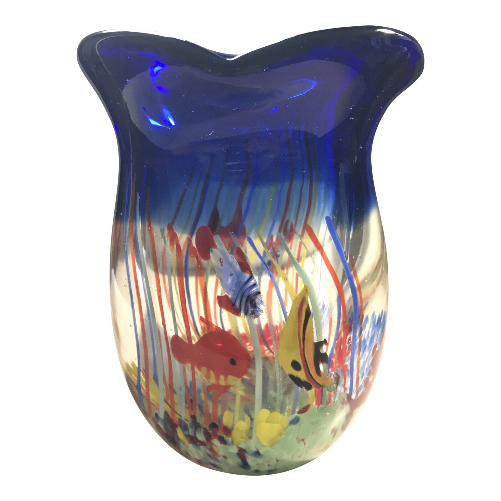 Vintage Six Fish Murano Glass Vase Chairish