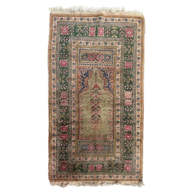 Vintage Turkish Kayseri Silk Rug, 1970s For Sale