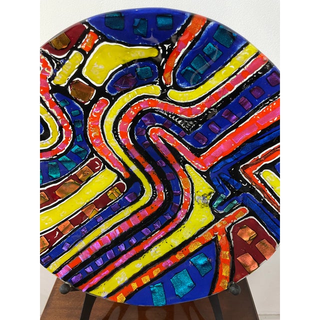 Larry Domsky Multi Color Glass Art With Metal Stand For Sale - Image 4 of 10
