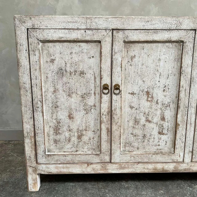 White Large Reclaimed Wood Cabinet With 6 Doors For Sale - Image 8 of 11