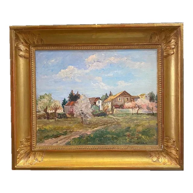 Harry Urban, Geneva Countryside, Oil on Wood, 1950s For Sale