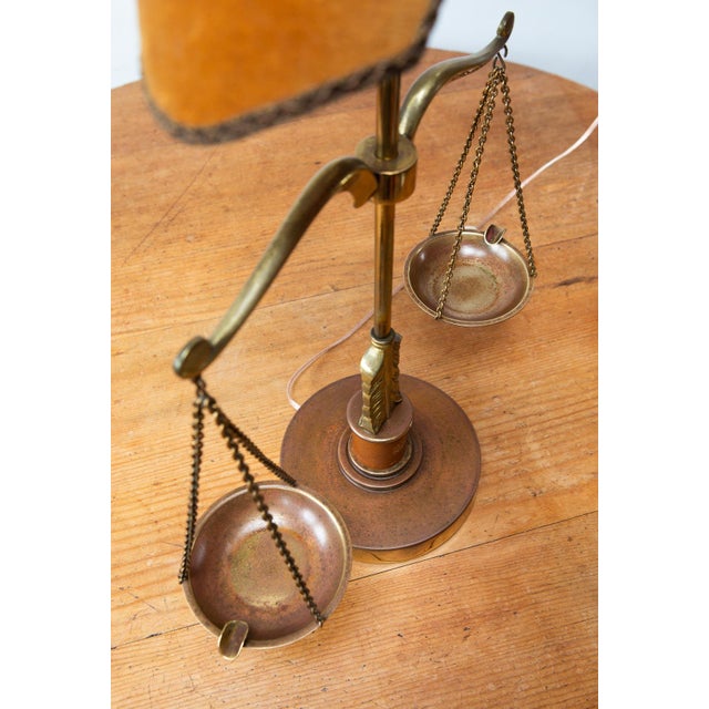 Balance Brass and Leather Table Lamp, 1970s For Sale - Image 9 of 11