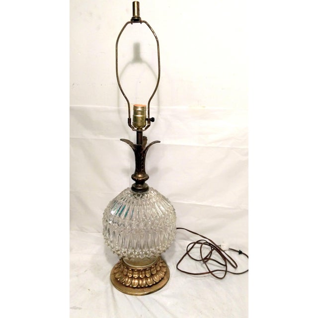 Vintage Diamond Cut Glass Globe Table Lamp Chairish