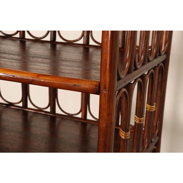 Vintage French Stained Bamboo and Rattan Six Tier Open Etagere / Bookshelf For Sale - Image 18 of 18