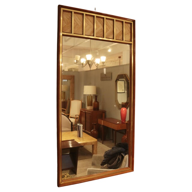 Wood 1950s Edward Wormley Modernist Wall Mirror For Sale - Image 7 of 18