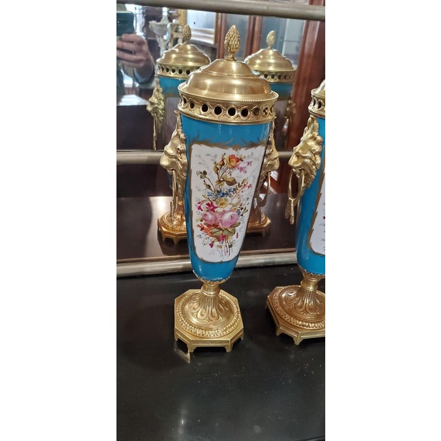 Napoleon III Porcelain Vases from Sevres, Set of 2 For Sale - Image 5 of 12