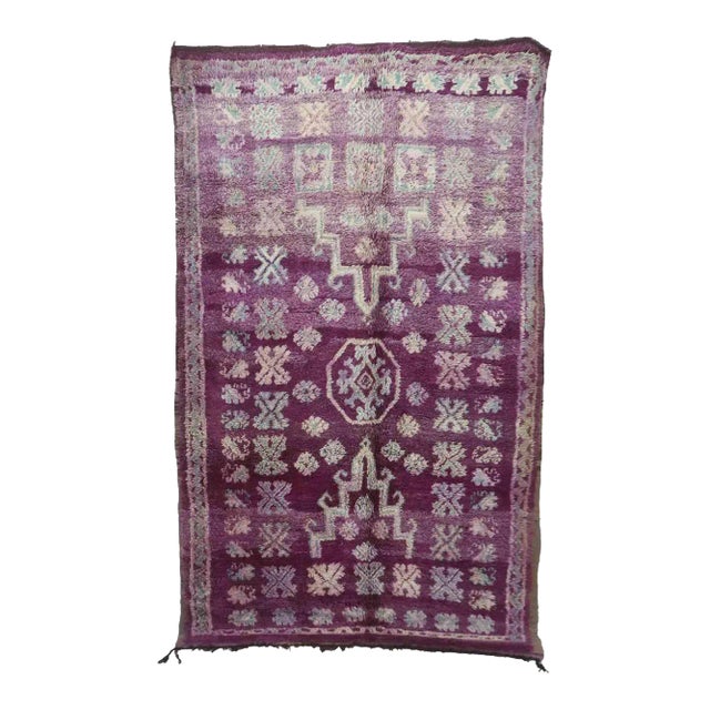 Moroccan Vintage Purple Rug - 6'5" X 10'7" Ft For Sale