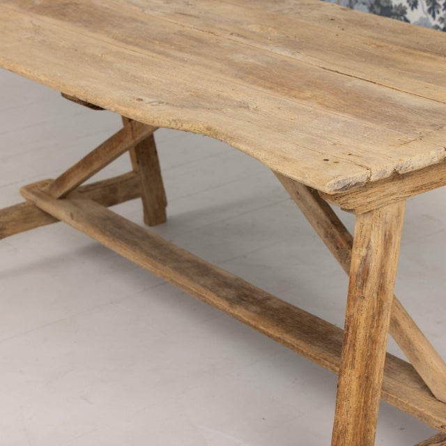 Tan Early 19th C. Italian Pine Trestle Table in Original Patina For Sale - Image 8 of 17