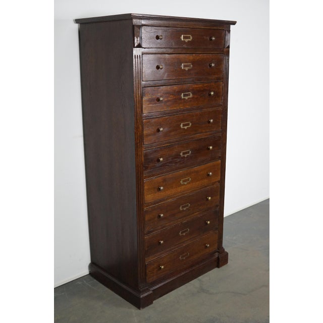 Brown Vintage English Oak Filing Cabinet For Sale - Image 8 of 17