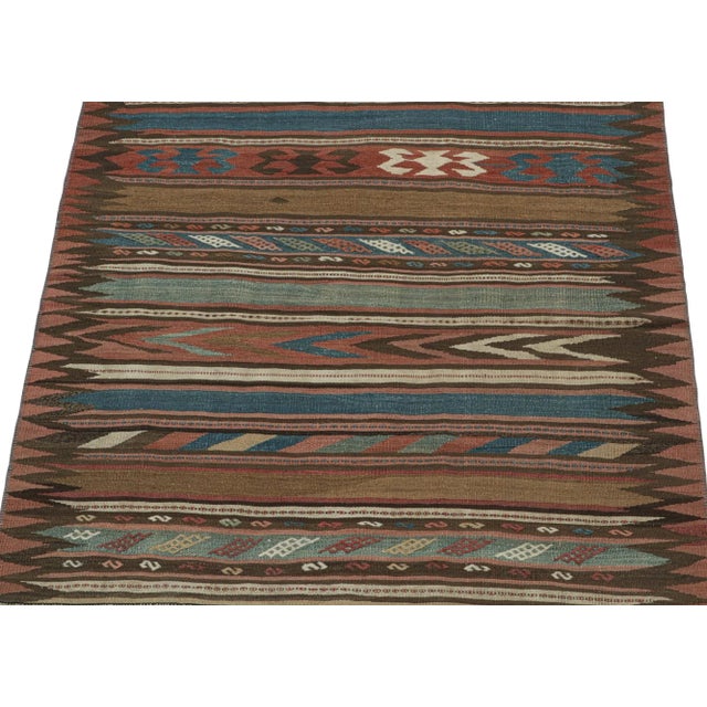 1950s 1950s Vintage Bidjar Persian Kilim With Stripes & Geometric Patterns, From Rug & Kilim For Sale - Image 5 of 8