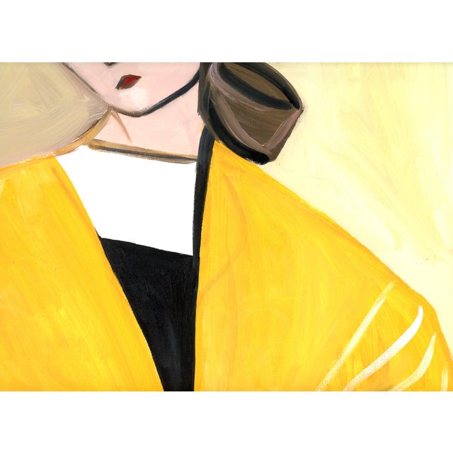 Yellow Shawl, Mid Century Modern Inspired Oil Portrait Painting by Alexandra Swistak For Sale - Image 6 of 7