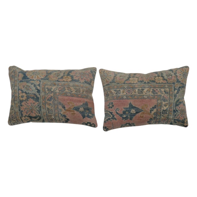 Set of pillows made from a 20th-century Persian Lilihan rug. Both measure 16'' x 24''.