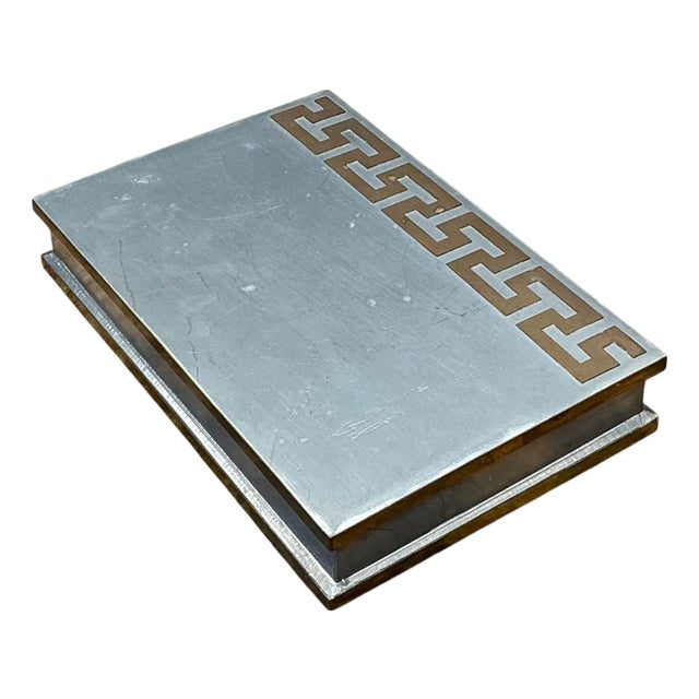 Vintage Greek Key Metal Box For Sale