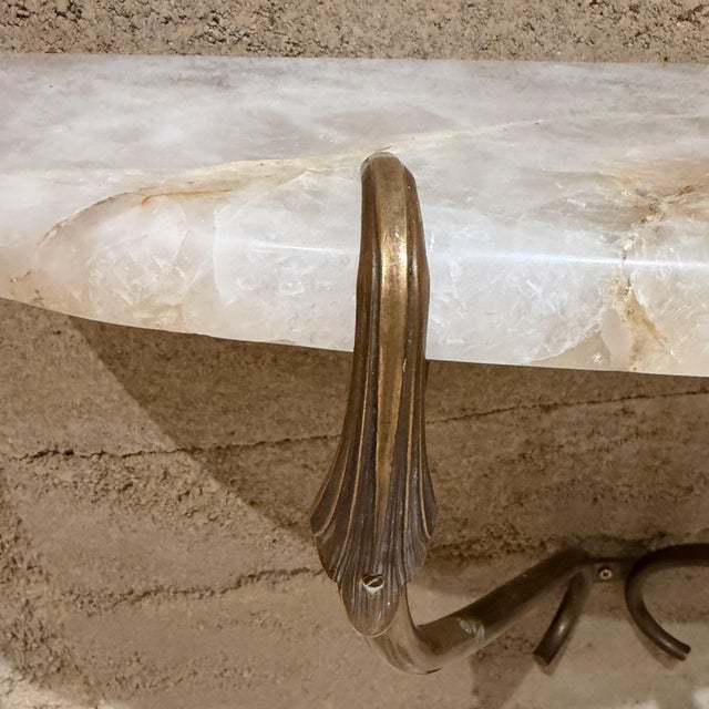 1950s Sculptural Venetian Wall Console Table Cristallo Brass Italy For Sale In San Diego - Image 6 of 13