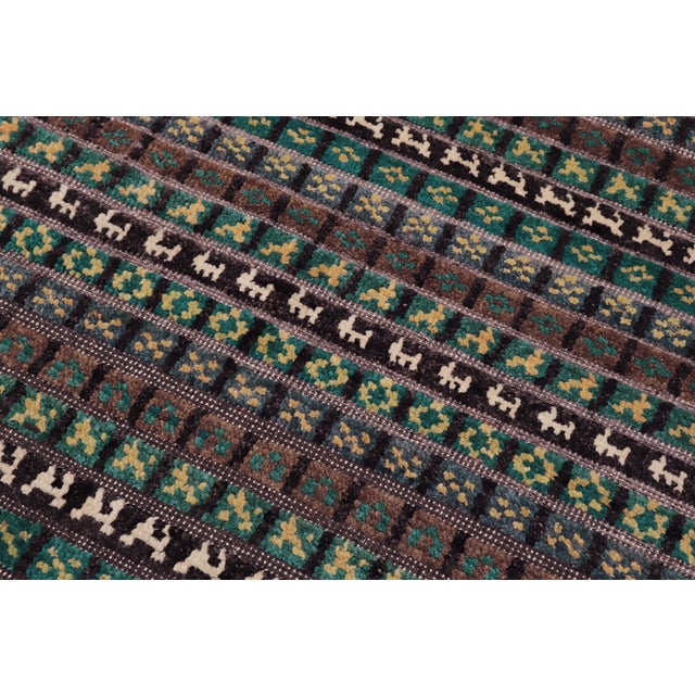 Boho Chic Boho Chic Blue/Beige High Low Wool Rug - 8'10'' X 12'5'' For Sale - Image 3 of 9