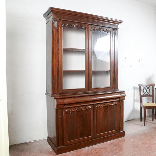 Mahogany Veneered 2-Body Display Cabinet For Sale - Image 3 of 9