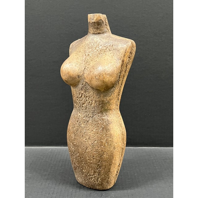 Carved Solid Wood Late 20th Century Female Torso Sculpture #T978 For Sale - Image 4 of 10
