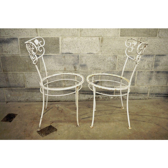 Set of 4 Vintage Wrought Iron Garden Patio Dining Chairs Woodard Chantilly Rose Chairish