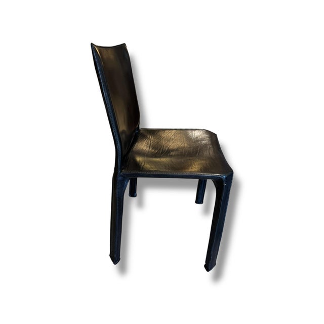 Cassina 1980s Set of 4 - Cassina Leather Chairs For Sale - Image 4 of 10