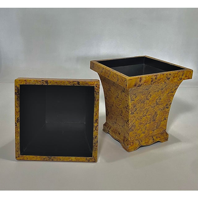 1980’s Pair Faux Tortoise Shell Planters/Cache Pots For Sale - Image 12 of 16