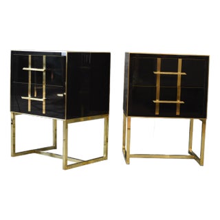 Pair Nightstands in Wood , Black Color 1950s Style For Sale