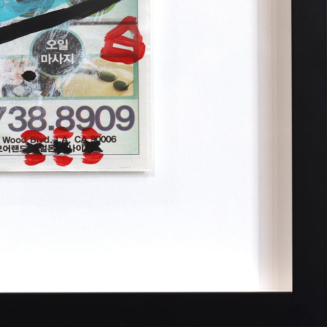 Mini Blue Martini - Original Pop Street Art Acrylic Painting on Korean Newspaper by Gary John For Sale In Los Angeles - Image 6 of 9