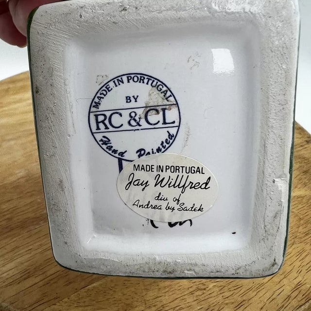 Vintage Floral Portugal Pottery 5 Finger Vase Jay Willefred Andrea Sadek For Sale In Dallas - Image 6 of 6