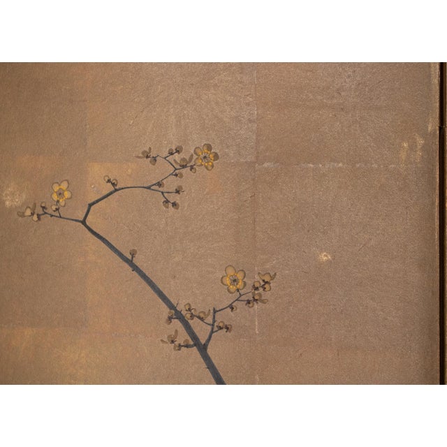 "Pheasant and Sakura", Pre-1964 Showa Era Japanese Painted Byobu Screen For Sale - Image 11 of 18