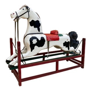 Carved Wood Rocking Horse Manner of Whitney Reed Corporation Leominster, Massachusetts Circa Late 1800s For Sale
