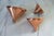 Set of three vintage copper funnels in varying sizes. No makers mark. 4"diam x 3"H 3.25"diam x 2.25"H 2.5"diam x 1.75"H...