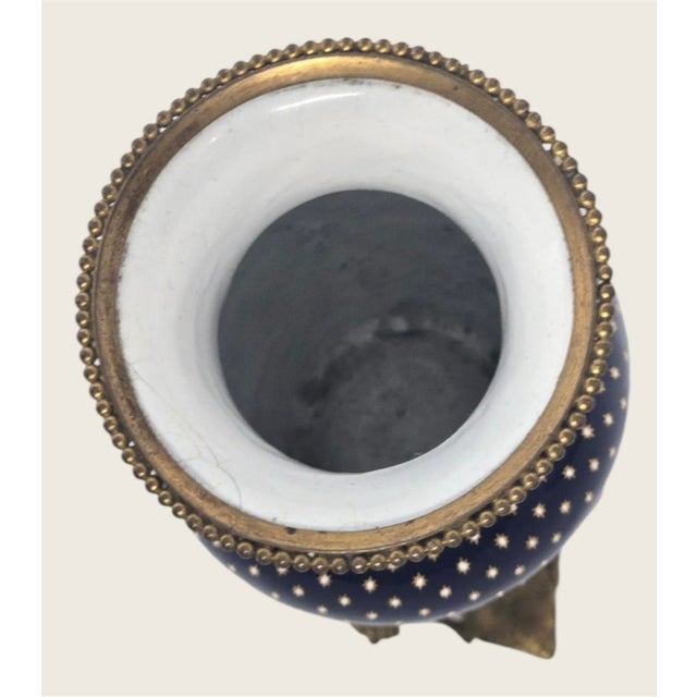 Early 19th Century 19th C French (Sevres) Cobalt Blue Napoleon III Decorated Bronze MTD Tahan Vase For Sale - Image 5 of 10