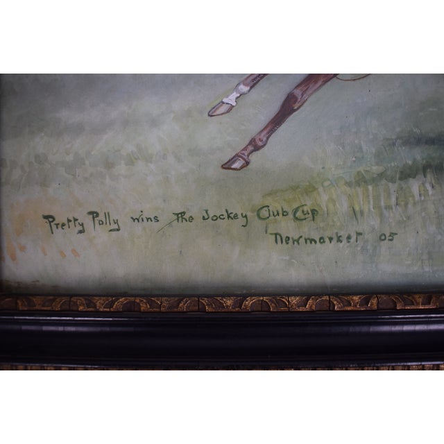 Pretty Polly Wins the Jockey Club Cup Newmarket 1905 "Her Twentieth Victory" W/ Bachelor's Button 2nd Watercolour by John Beer (British c.1860-1930) For Sale In New York - Image 6 of 9