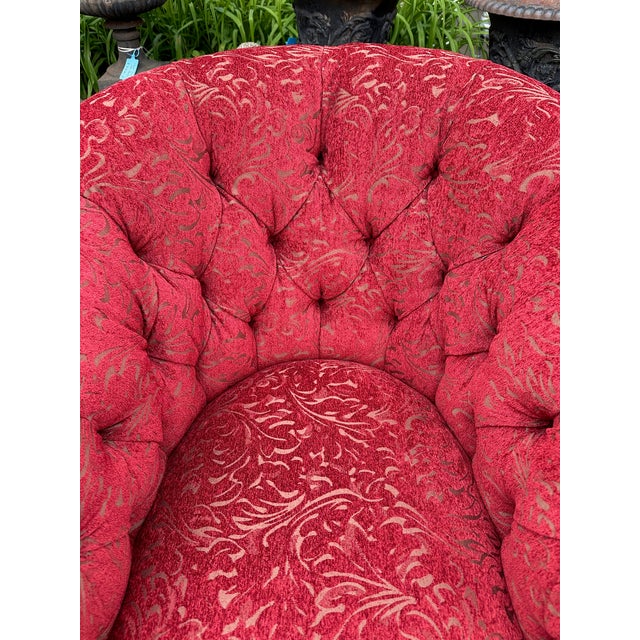 Arhaus Barrel Shaped Tufted Upholstered Club Chair by Arhaus -a Pair For Sale - Image 4 of 10