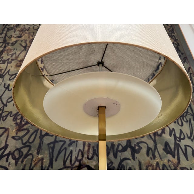 1950s 1950s Polished Brass & Marble Table Lamp Attributed to Gerald Thurston for Lightolier For Sale - Image 5 of 12