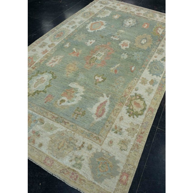 Turkish Turkish Oushak Rug 5'4" x 9'4" #18531 For Sale - Image 3 of 8