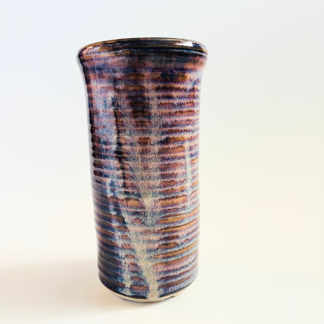 Vintage Purple Studio Pottery Vase For Sale - Image 4 of 8