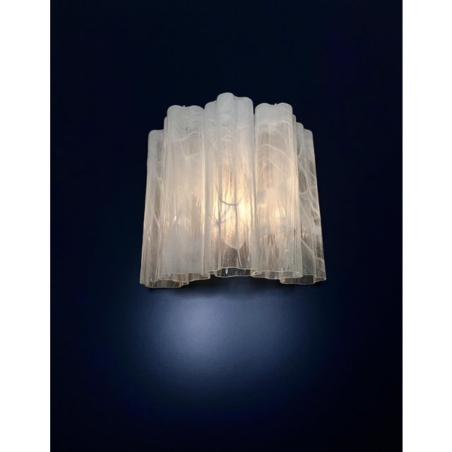 Vintage Murano Glass Tube Wall Sconces with 5 White Alabaster Glass Tube, 1990, Set of 2 For Sale - Image 13 of 18