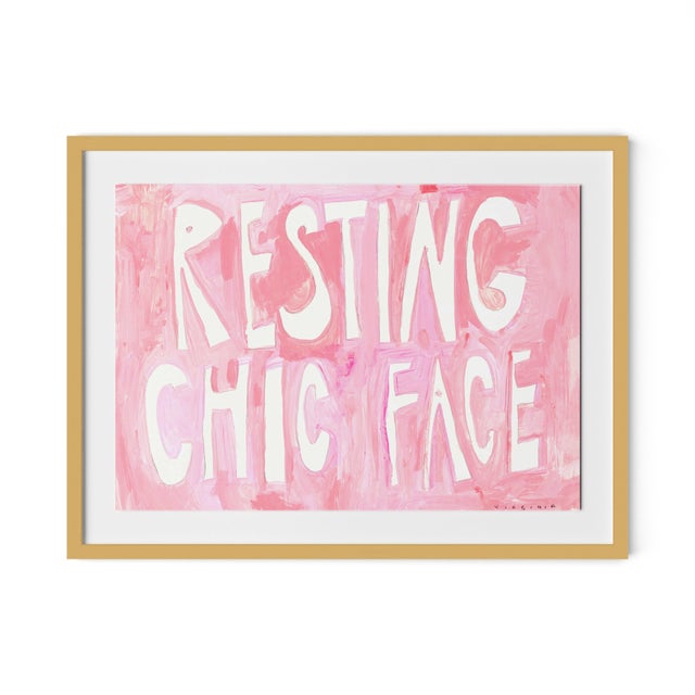 Virginia Chamlee Resting Chic Face by Virginia Chamlee in Gold Frame, Medium Art Print For Sale - Image 4 of 4