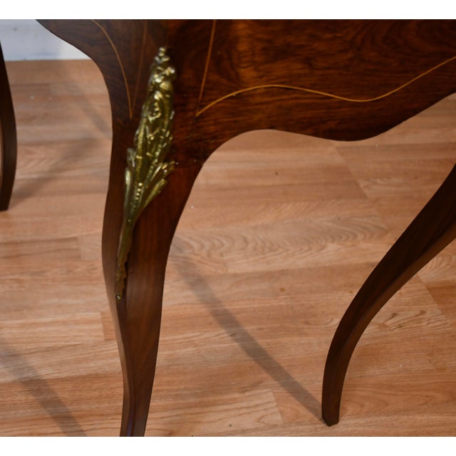 Wood 1880s Antique French Louis XV Walnut & Satinwood Inlay Secretary Ladies Desk For Sale - Image 7 of 18