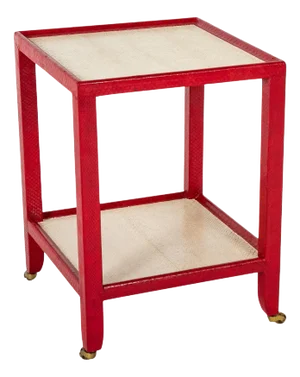 Karl Springer Style Telephone Drinks Table in Red And White Cobra Skin