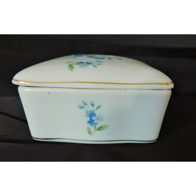 Ceramic Vintage Andrea by Sadek Blue & White Floral Porcelain Trinket Dresser Box For Sale - Image 7 of 11