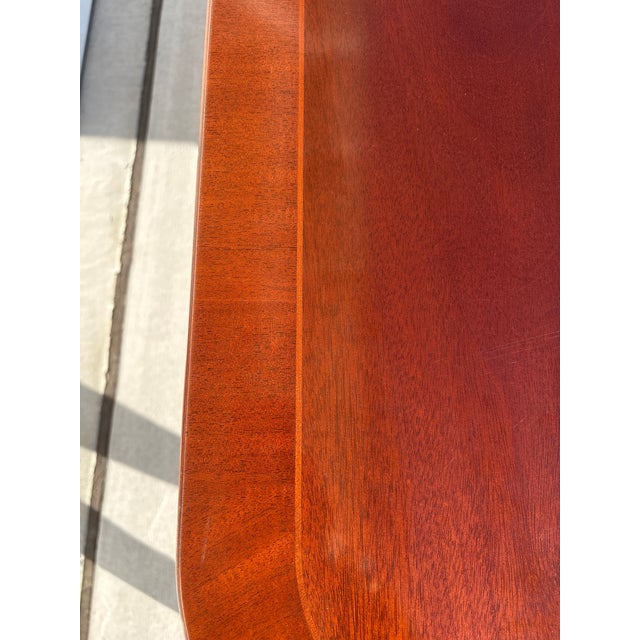 1990s Baker Furniture Historic Charleston Double Pedestal Banded Mahogany Dining Table For Sale - Image 10 of 12