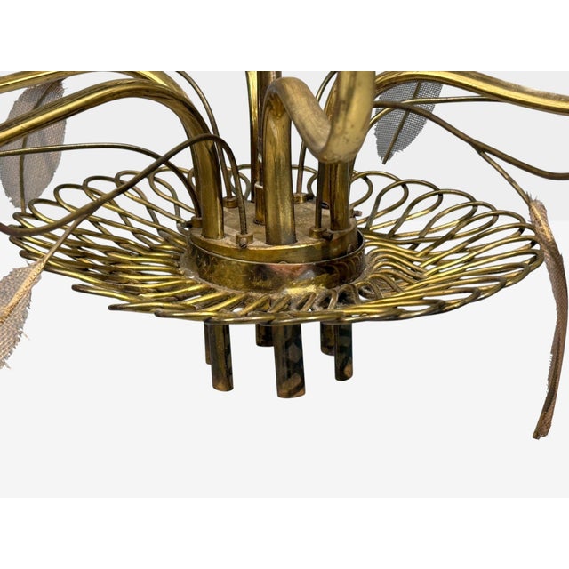Brass 1950s Paavo Tynell, Chandelier, Milk Glass, Brass, Finland For Sale - Image 8 of 11