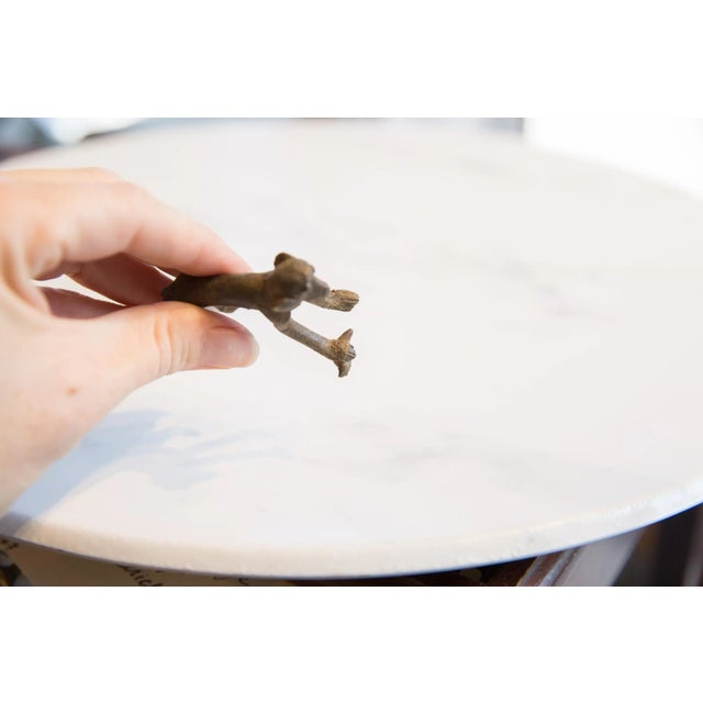 Vintage African Dark Bronze Smooth Backed Monkey With Banana For Sale - Image 4 of 7